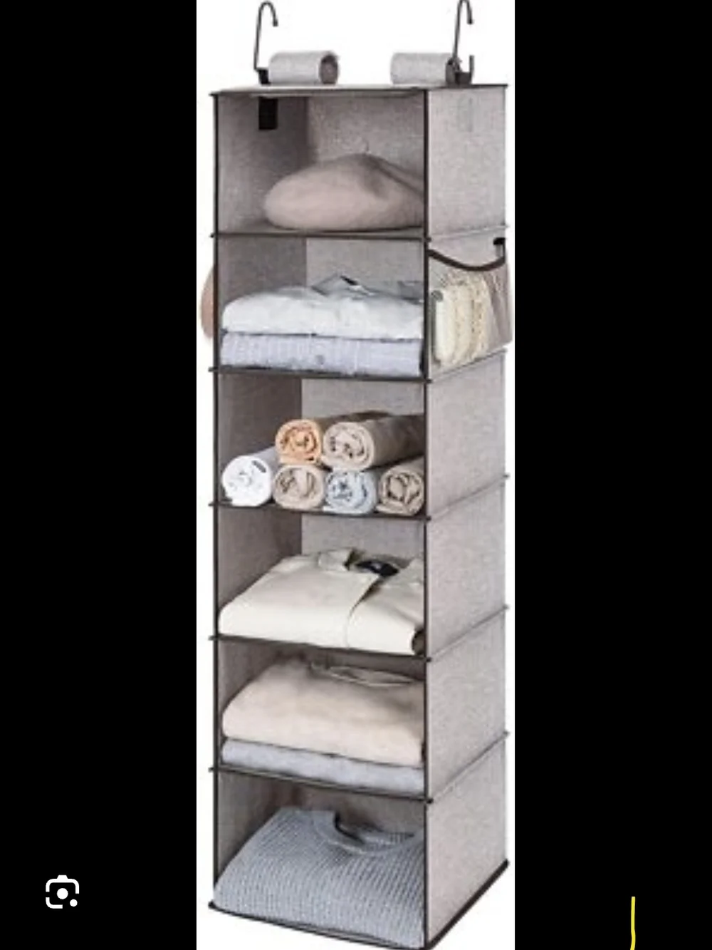 Fabric Hanging Closet 6 Shelf Organizer - Gray / Deep Brown (1 Closet Insert)